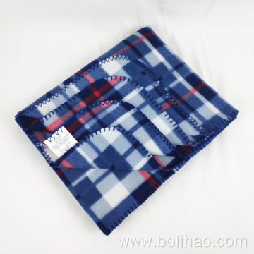 2021 hot sales customized printed plaid polyester bulk fleece blanket throws